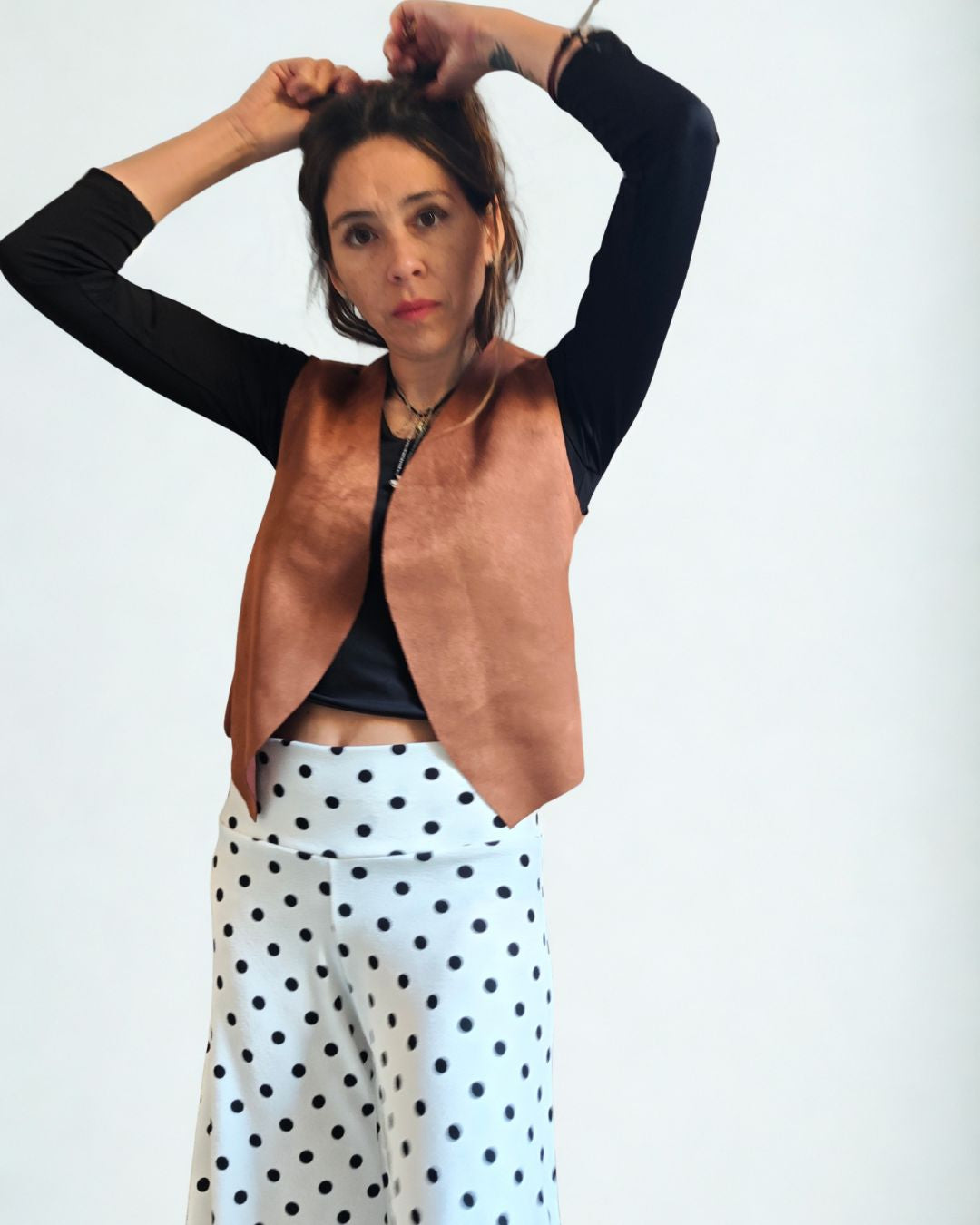 Chaqueta sin mangas Camel (Gamuza)