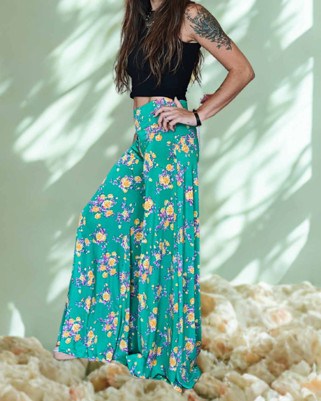Pata de elefante extra Flower Green (Lycra fría)