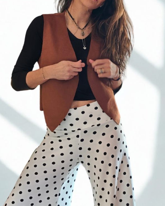 Chaqueta sin mangas Camel (Gamuza)