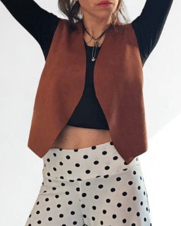 Chaqueta sin mangas Camel (Gamuza)